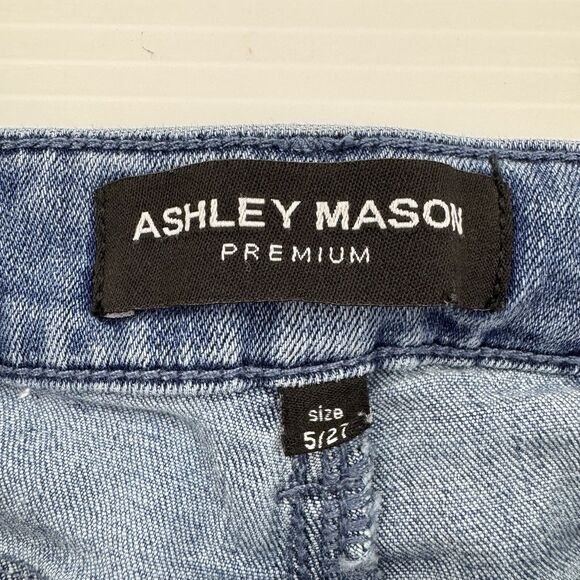 Ashley Mason Premium Jeans Sz 5/27 Flare Daisy Embroidered Raw Hem Y2K Boho - Picture 5 of 13